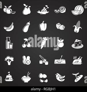 Gesunde Ernährung Symbole auf schwarzem Hintergrund für Grafik- und Webdesign, modernen einfachen Vektor unterzeichnen. Internet Konzept. Trendy Symbol für Web site Design web-Taste oder mobile App. Stock Vektor