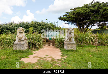 Jardin botanique de Vauville, ist eine private botanische Garten befindet sich auf dem Gelände des Château de Vauville in der Nähe von Beaumont-Hague. Normandie, Frankreich Stockfoto