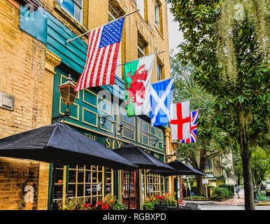 SAVANNAH, Georgia - Januar 8, 2016: Savannah ist die älteste Stadt in Georgien. Von der historischen Architektur und Parks zu den Stränden von Tybee, Savanne Stockfoto