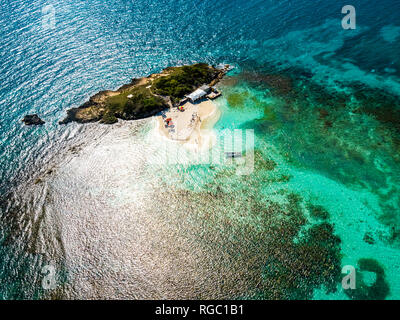 Westindische Inseln, Antigua und Barbuda, Antigua, Feigenkaktus Insel Strand Stockfoto