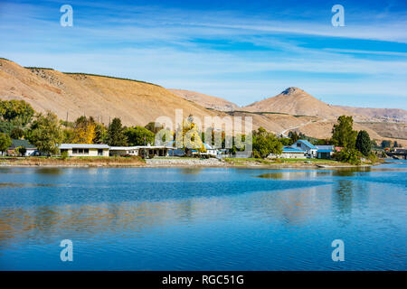 Der Gemeinde Pateros und die methow River im Staat Washington, USA. Stockfoto