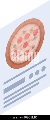 Pizza Menü Symbol Papier, isometrische Stil Stock Vektor
