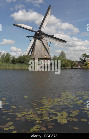 Die Windmühlen von Kinderdijk in Südholland, Niederlande zum UNESCO-Weltkulturerbe gehören. Stockfoto