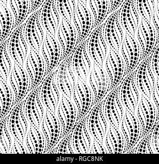 Wellenlinie gepunktete nahtlose Muster. Stilvollem Blüten-blätter-Textur mit Blättern. Abstract dot Tiling Hintergrund Stock Vektor