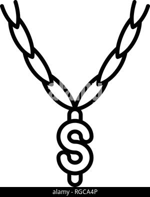 Hip hop goldene Kette Symbol, outline Style Stock Vektor