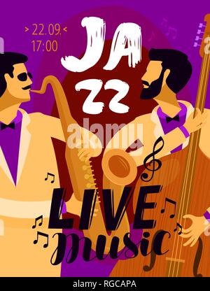 Jazz Plakat. Music Festival, live Musik Konzept. Vector Illustration Stock Vektor