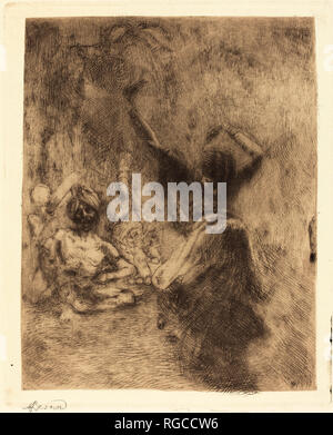 Die Tänzerin von Tanjore (La Bayadère de Tanjore). Stand: 1914. Abmessungen: Platte: 29,8 x 24 cm (11 3/4 x 9 7/16 in.) Blatt: 44,4 x 29,3 cm (17 1/2 x 11 9/16 in.). Medium: Radierung in braun-rot mit Platte Ton auf Webte Papier. Museum: Nationalgalerie, Washington DC. Autor: Albert Besnard. Stockfoto