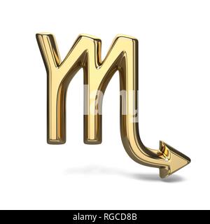 Goldene Sternzeichen Skorpion 3D Rendering Illustration auf weißem Hintergrund Stockfoto