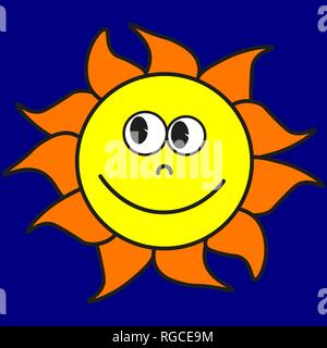 Die Sonne im Comic-stil. Auf farbigen Hintergrund, Vector Illustration Stock Vektor