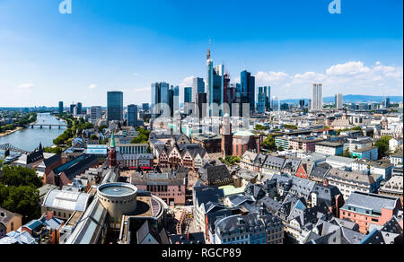 Deutschland, Hessen, Frankfurt, Skyline, Financial District, Altstadt, Roemer und Dom-Roemer Projekt Stockfoto