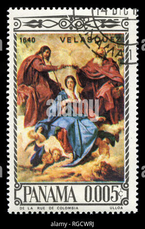 Briefmarke aus Panama in die religiöse Gemälde der Serie 1966 ausgestellt Stockfoto