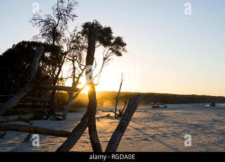 Sonnenuntergang am Flinders Strand, Point Lookout, North Stradbroke Island, Queensland, Australien Stockfoto