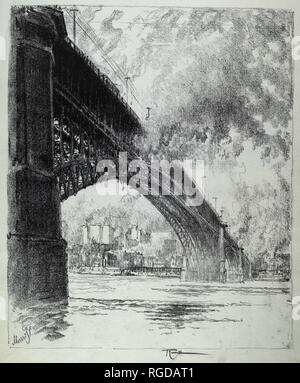 Eads Bridge, St. Louis. Stand: 1919. Medium: Lithographie. Museum: Nationalgalerie, Washington DC. Autor: Joseph Pennell. Stockfoto