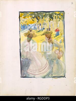 Große Boston Public Garden Skizzenbuch: Zwei Frauen in einem Park sitzen. Artist: Maurice Brazil Prendergast (Amerikanische, St. John's, Neufundland 1858-1924 New York). Abmessungen: 14 1/8 x 11 1/4 in. (35,8 x 28,4 cm). Datum: 1895-97. Museum: Metropolitan Museum of Art, New York, USA. Stockfoto