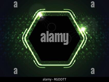 Retro neon 80 s glänzend Hexagon abstrakt Hintergrund. Vector Dark Green Design Stock Vektor