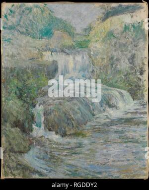 Wasserfall. Artist: John Henry Twachtman (Amerikanische, Cincinnati, Ohio 1853-1902 Gloucester, Massachusetts). Abmessungen: 30 1/8 x 25 1/16-in. (76,5 x 63,7 cm). Datum: Ca. 1889-91. 1889 Twachtman entdeckt der ideale Ort, um zu arbeiten, um seine Kinder anheben und: Greenwich, Connecticut. Er kaufte mehrere Hektar Land und einem kleinen Bauernhaus, das zu seiner Residenz und Studio serviert. Obwohl er in New York City umgewandelt zu lehren, er genoss sein Tage zu Hause und oft gemalt die umliegende Landschaft, vor allem den Bach und Wasserfall in seinem Hinterhof. Twachtman in der Nähe Aussichtspunkt in t Stockfoto