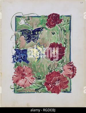 Große Boston Public Garden Skizzenbuch: Blumen und Schmetterlinge. Artist: Maurice Brazil Prendergast (Amerikanische, St. John's, Neufundland 1858-1924 New York). Abmessungen: 14 1/8 x 11 1/4 in. (35,8 x 28,4 cm). Datum: 1895-97. Museum: Metropolitan Museum of Art, New York, USA. Stockfoto