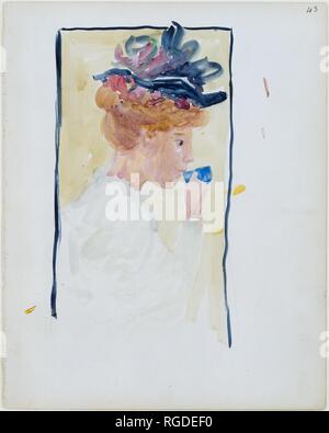 Große Boston Public Garden Skizzenbuch: Eine Frau aus einer Tasse trinken. Artist: Maurice Brazil Prendergast (Amerikanische, St. John's, Neufundland 1858-1924 New York). Abmessungen: 14 1/8 x 11 1/4 in. (35,8 x 28,4 cm). Datum: 1895-97. Museum: Metropolitan Museum of Art, New York, USA. Stockfoto