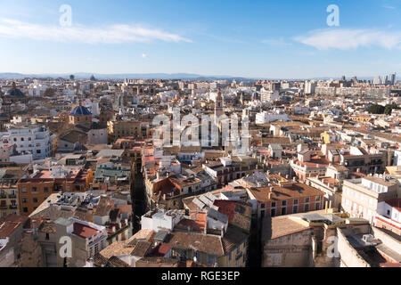 Valencia Stadtbild von oben auf den Turm der Kathedrale, Spanien, Europa Stockfoto