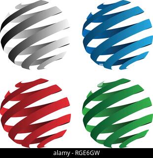 Spirale Ribbon Kugel 3D Vektor Illustration Stock Vektor
