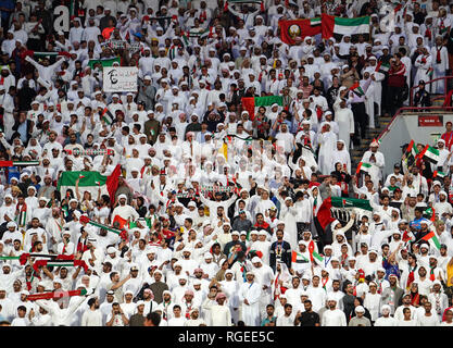 Abu Dhabi, VAE. Januar 29, 2019: Während Qatar v VAE an der Abu Dhabi in Abu Dhabi, Vereinigte Arabische Emirate, AFC Asian Cup, asiatische Fußball-Meisterschaft. Ulrik Pedersen/CSM. Credit: Cal Sport Media/Alamy leben Nachrichten Stockfoto