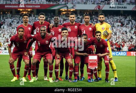 Abu Dhabi, VAE. Januar 29, 2019: Während Qatar v VAE an der Abu Dhabi in Abu Dhabi, Vereinigte Arabische Emirate, AFC Asian Cup, asiatische Fußball-Meisterschaft. Ulrik Pedersen/CSM. Credit: Cal Sport Media/Alamy leben Nachrichten Stockfoto