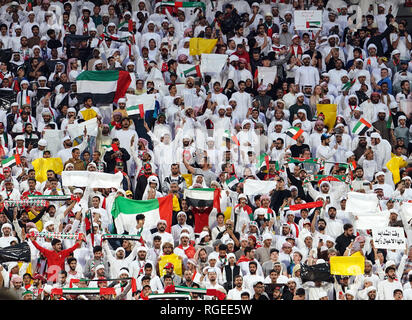 Abu Dhabi, VAE. Januar 29, 2019: Während Qatar v VAE an der Abu Dhabi in Abu Dhabi, Vereinigte Arabische Emirate, AFC Asian Cup, asiatische Fußball-Meisterschaft. Ulrik Pedersen/CSM. Credit: Cal Sport Media/Alamy leben Nachrichten Stockfoto