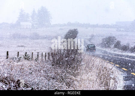 Howth, County Donegal, Irland. 29. Januar 2019. Schneefall in der nord-westlichen Küste mit mehr über Nacht vorhergesagt. Credit: Richard Wayman/Alamy leben Nachrichten Stockfoto