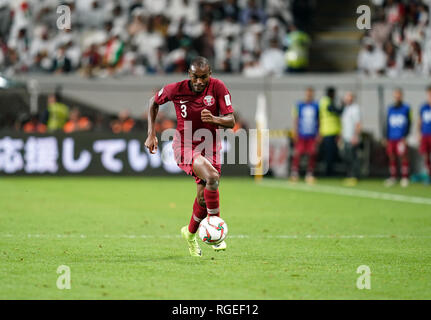 Januar 29, 2019: abdelkarim Hassan von Katar während Qatar v VAE an der Abu Dhabi in Abu Dhabi, Vereinigte Arabische Emirate, AFC Asian Cup, asiatische Fußball-Meisterschaft. Ulrik Pedersen/CSM. Stockfoto