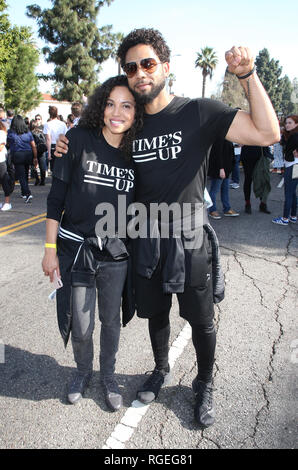 *** Foto ** JUSIE SMOLLETT hospitalisiert, nachdem mögliche Verbrechen aus Hass LOS ANGELES, Ca - 15. Januar: Jurnee Smollett-Bell und Jussie Smollett am 2018 Königreich Day Parade, das Leben und das Vermächtnis von Dr. Martin Luther King, Jr. bei Baldwin Hills in Los Angeles, Kalifornien am 15. Januar 2018. Credit: Faye Sadou/MediaPunch Stockfoto