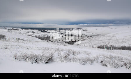 Eden Valley in der Nähe von Kirkby Stephen, Cumbria, Großbritannien. 29. Januar, 2019. Blick über den oberen Eden Valley in der Nähe von Kirkby Stephen nach dem Schnee Sturm, die sah, Transport alle über den Norden von England gestört. Credit: Wayne HUTCHINSON/Alamy leben Nachrichten Stockfoto