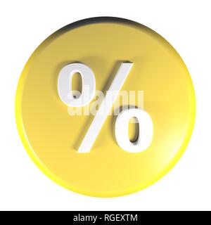 Schaltfläche Kreis Prozentsatz Gelb - 3D Rendering illustration Stockfoto