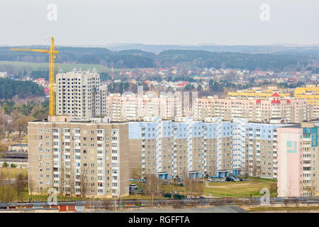 Panorama einer Wohnviertel von einer großen Stadt aus der Vogelperspektive Stockfoto