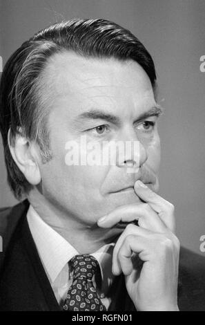 SDP-Fraktionsvize Dr. David Owen während der Allianz Pressekonferenz in London. Stockfoto