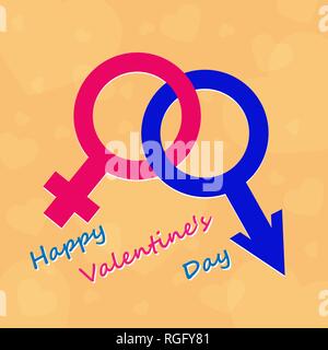 Valentinstag. Männliche und weibliche beginnend mit herzlichen Glückwunsch! Stock Vektor