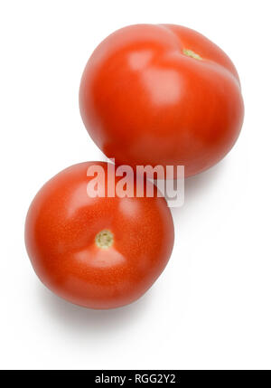 Zwei rote Tomaten auf Weiß Stockfoto