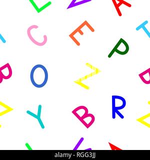 Nahtlose Muster der einige bunte Buchstaben des Alphabets auf einem weißen Hintergrund. Stock Vektor