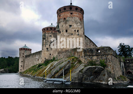 Olavinlinna (Olofsborg), das 15. Jahrhundert, mittelalterliche Burg in Savonlinna, Finnland Stockfoto