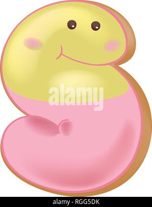 Rose glasierte Krapfen Font Konzept. Köstliche Schreiben S. Vector Illustration auf weißem Hintergrund Stock Vektor