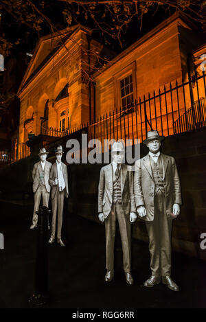 Justiz und Polizei Museum mit Karton Ausschnitte von bekannten Verbrecher, Sydney, NSW, Australien Stockfoto