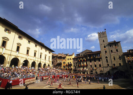 Piazza Grande (Piazza vasari), Giostra del Saracino, Arezzo, Toskana (Toscana), Italien Stockfoto