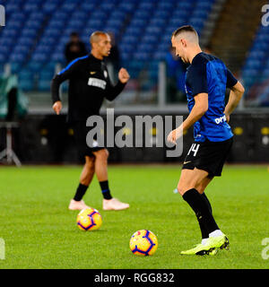 Rom - 29.Oktober 2018: Ivan Perisic 44 erwärmt. SS Lazio - FC Internazionale Milano. Serie A TIM. Stadio Olimpico. Stockfoto