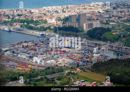 Luftaufnahme der Hafen von Leixões Matosinhos, Portugal, Europa Stockfoto