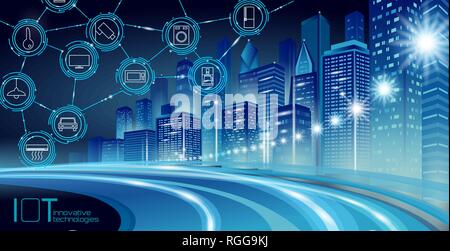 Internet der Dinge Low Poly smart City 3D Drahtgitter. Intelligente Gebäudeautomation IOT-Konzept. Moderne wireless online control Symbol urban cityscape Stock Vektor
