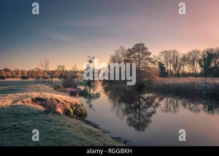 Winter morgen in Dedham Vale, Essex, Großbritannien Stockfoto