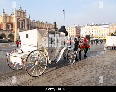 Kutsche, Hauptplatz, Krakau, Polen Stockfoto