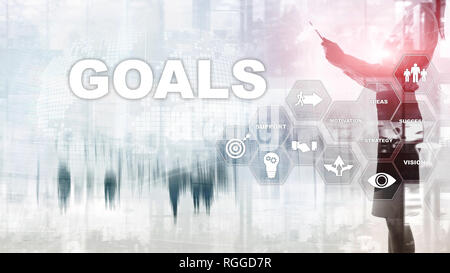 Ziel Ziele Erwartungen Zielerreichung grafisches Konzept. Business Development zu Erfolg und Wachstum Wachstum. Stockfoto