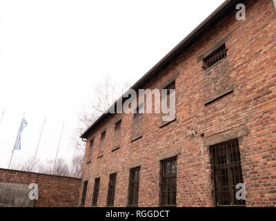 Teilweise zugemauert, Block 11, Konzentrations- und Vernichtungslager Auschwitz, Oswiecim, Polen Stockfoto