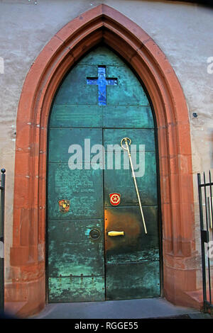 Tür der St. Stephens Church, Kleine Weißgasse 12, 55131 Mainz, Deutschland, Europa Stockfoto