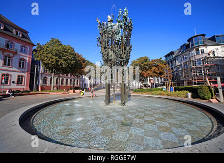 Karneval Brunnen, Fastnachtsbrunnen, Landeshauptstadt, Schillerpl., 55131 Mainz, Deutschland, Europa Stockfoto